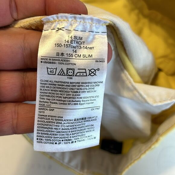 VINEYARD VINES GAP Size 14 Slim Boy's Cotton Chino Shorts Plaid Yellow Green - Picture 9 of 14